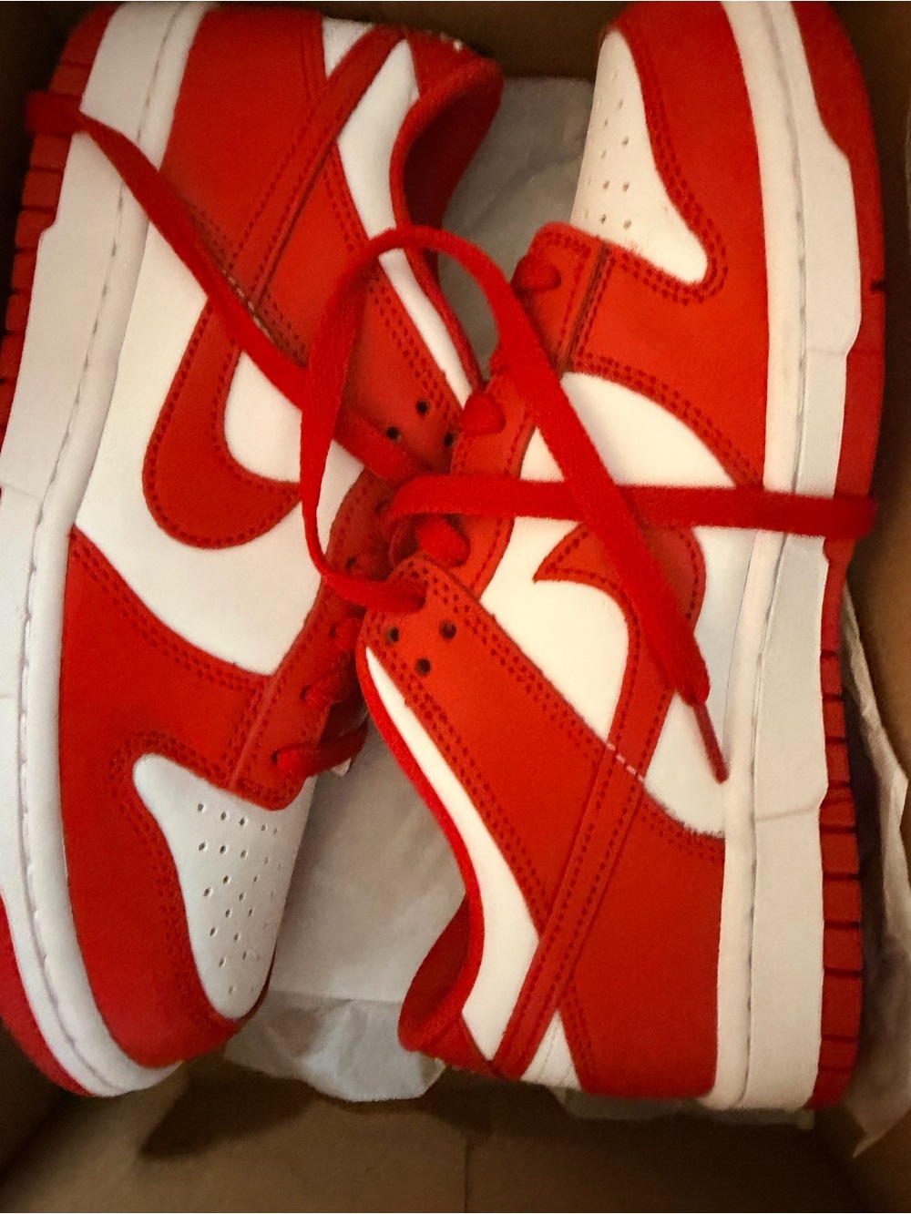 Nike Kids Red and White Low-Top Sneakers